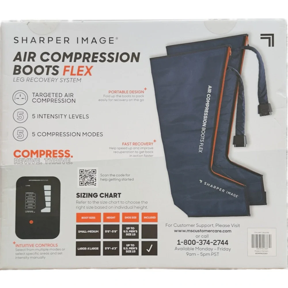 Sharper Image Air Compression Boots Flex Leg Recovery System L/XL New Open Box